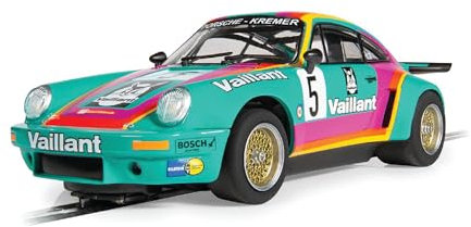 Scalextric Cars - C4439 Porsche 911 3.0 RSR - Vaillant - Spielzeug-Slotauto für den Einsatz Rennstrecken oder Set - kleine Kinder Geschenkideen für Junge/Mädchen, Zubehör, Blau