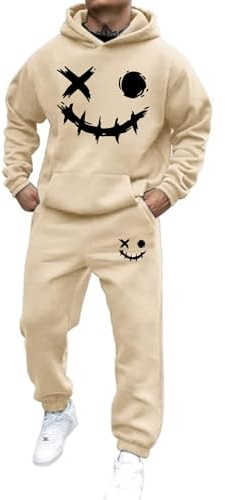 Mfhmom Trainingsanzug Set Herren Damen Horror Tracksuit 2 Teilig Y2k Hoodie und Sporthose Baggy Jogginganzug 2026 Hip Hop Streetwear Sport Freizeitanzug Atmungsaktiv Hausanzug Geschenk Papa Freund