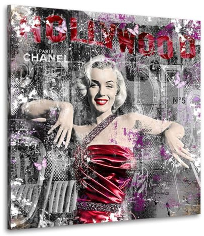 Kunstgestalten24 | Marilyn Monroe Hollywood Pop Art Bilder | Kunstdruck Auf Leinwand | Filmstar | Moderne Bilder Wohnzimmer | Bild Auf Leinwand | Wandbild XXL | Leinwand Bilder