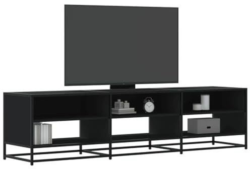 Sufrk Meuble TV noir 180 x 40 x 46 cm en bois multicouche, meuble TV mobile pour télévision, meuble industriel table basse vintage console pour salon