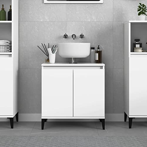 Xichuzi Meuble d'évier Blanc 58x33x60 cm Bois d'ingénierie,Vasque À Poser Salle De Bain,Lavabo Salle De Bain