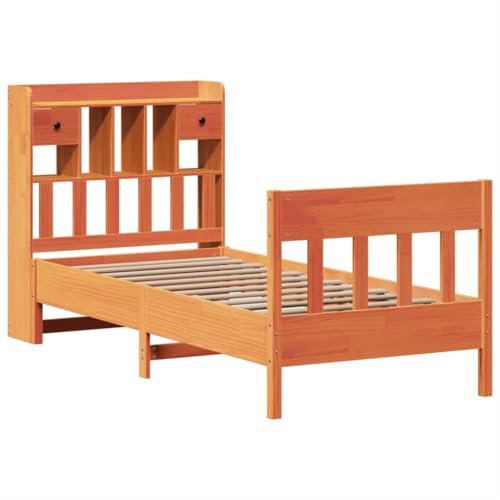 vidaXL Sängram utan madrass vaxbrun 75x190 cm massiv furu, sovrumsmöbler, sängbotten, dubbelsäng, säng, sänggavel, träsäng, panelsäng, plattformssäng