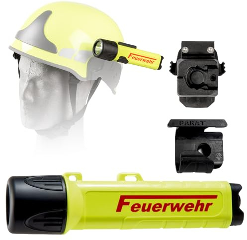 PARAT PARALUX® PX1 FEUERWEHR Set für Schuberth F300 Links | LED Arbeitsleuchte mit 120 Lumen | EX-geschützte LED Taschenlampe | Wasserdichte Helmlampe | inkl. Batterien, Adapter & Halterung