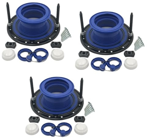 One N Done Toilet Flange Repair Kit - Toilet Kit For Low or Broken Flange. Toilet Wax Ring Replacement Kit W/Toilet Flange Extender Kit, Easy Toilet Bolts, & Toilet Caps For Bottom of Toilet. 3X
