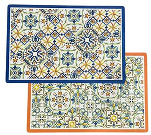 Brandani set 2 pezzi tovagliette colazione americane rettangolari anti scivolo in pvc collezione Medicea 45x30 cm