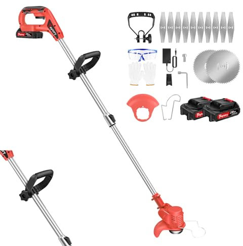 Coupe-Bordure sans Fil avec Batterie, Débroussailleuse Électrique 21V, Légère et Puissante Débroussailleuse à Batterie Brushless, Idéale pour Jardin, Terrasse et Petits Espaces, Facile à Utiliser