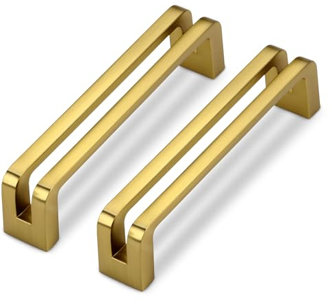 SYZOW 6 Stück Möbelgriffe golden Schrankgriffe Küchengriffe 96mm Lochabstand Schubladen Griffe golden Möbelgriff