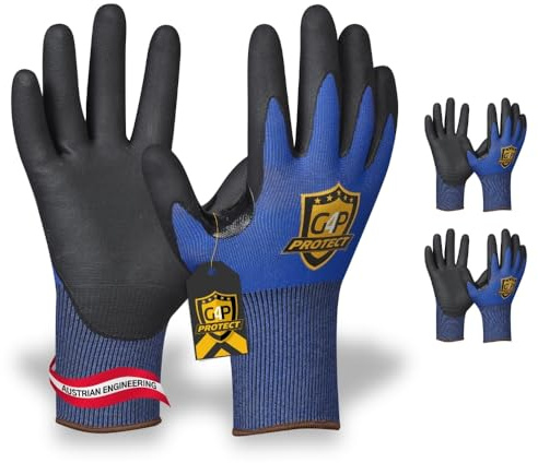 G4P Anti Cut Pro Lot de 2 paires de gants de travail, protection contre les coupures classe D avec fonction écran tactile, gants de montage en UHMWPE pour travaux de précision et industriels, taille L