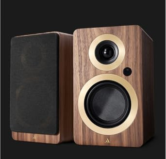 Argon Audio Forte A4 WiFi Active Bookshelf Speakers, 160W, Walnut, with HDMI ARC, AirPlay 2, Chromecast, DTS Play-Fi