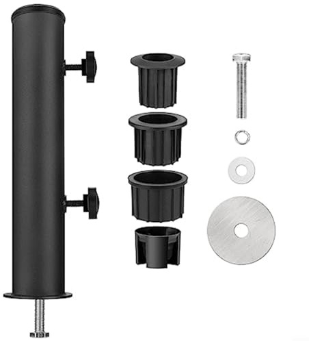 BlesConi Support de parasol d'extérieur en métal avec manchons réglables pour terrasse, jardin, support de support résistant au vent, noir (acier inoxydable)