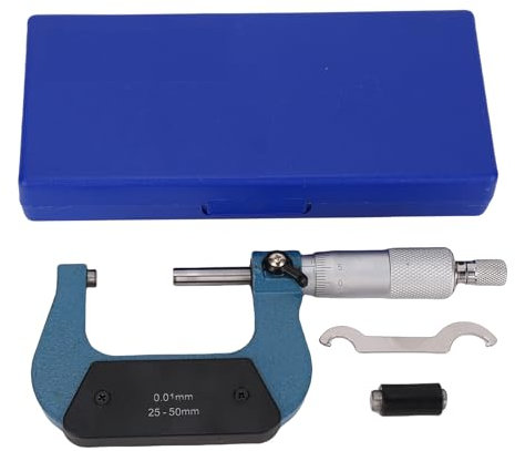 Yechiry Micrometro Esterno 25-50 Mm, Micrometro di Graduazione di Precisione 0,01 Mm con Incudine in Carburo di Tungsteno per Misurazione degli Strumenti Macchinisti