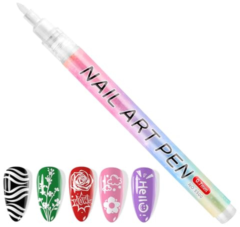 Kalolary 12pcs 3D Nail Art Pens Set Nail Graffiti Drawing Pen Nail Polish Pens Fine Tip Manicure Tools for Painting Nails DIY Nail Art Beauty Adorn for Women Girls (1P White 0.7mm) | Long-last Nail Graffiti Dotting Painting Liner Nail Art Markers for DIY Nail Art Design
