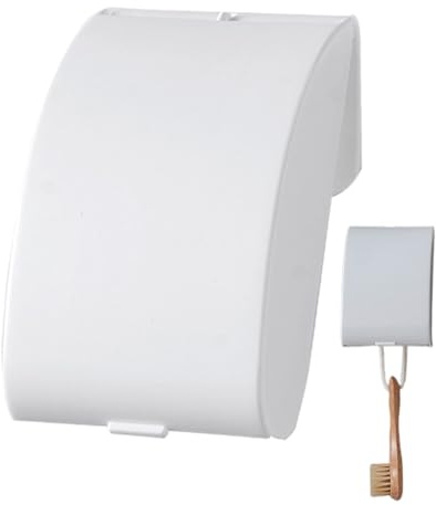 Soap Dish - 5.5x3.3inch Wall Mounted Sponge Caddy for Easy Drainage, Secure Storage with Hooks and Lid, Bathroom Box for Shower, Kitchen, Sink, Bathtub, Abs White, Space Saving Use