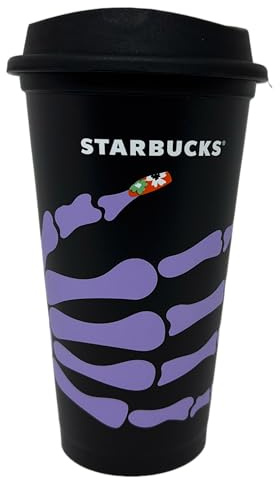 STARBUCKS Wiederverwendbarer Reisebecher mit Halloween-Skelett-Hand, Grande Medium, 473 ml