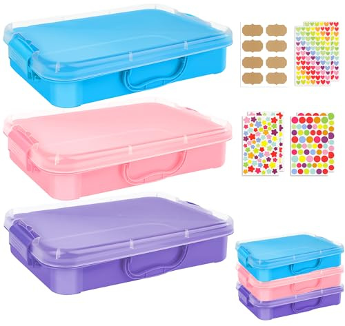 3+7 Pcs Sensory Bin Sand Tray with Lid & 7 Stickers, 4 Qt (3.8L) | Stackable Storage Containers, Organizers for Toys, Sand, Arts, Crafts, Portable Sandbox Toy