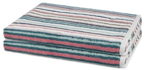 Ross 2er Set Saunatücher Vita – 80x200 cm, Walkfrottee 520 g/m², 100% Baumwolle, Weich & Saugstark, Pflegeleicht, Waschbar bis 60°C, Mit Kordelaufhänger – Sauna & Wellness - Dunkelgrün/blau