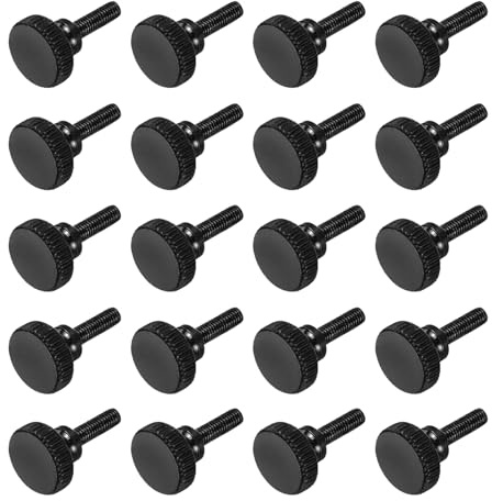 QUARKZMAN M3x10mm Flache Rändelschrauben, Flachkopf Schulter 20 Stück | Messschieber-Schrauben Schwarz Stahl diamantgerändelte Kopfschrauben Griffknöpfe Klemmschraube