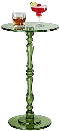 solaround Acrylic Side Table, Classic Roman Column Pedestal End Table for Living Room, Bedroom,Balcony，Easy Assembly (Green, Large)