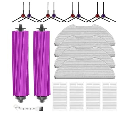 Full Set Replacement Parts，Compatible With Eureka E20 Plus Robot Vacuum Cleaner - Rubber Brush + Edge-Sweeping Brushes + HEPA Filters + Mop Pads, All-in-One Household Cleaning Spare Accessories
