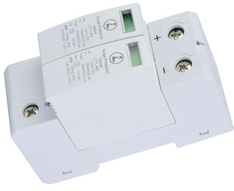 OVAQUIXI Dispositivo di Protezione Contro le Sovratensioni Protezione Contro i Fulmini Fotovoltaici CC Durevole per Installazione Semplice, Binario di Guida 2P, Adatto per Uso Domestico (2P40KA)