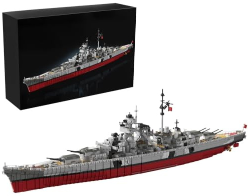 Schlachtschiff Bismarck Klemmbausteine Bausatz, 6956 Teile, Originalkarton | WW2 Militär Schlachtschiff der Klasse Bismarck Bausteine Modellbausatz