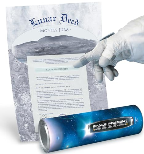 Mondland Mondgrundstück Geschenk Space Present | Mond Besitzurkunde mit Wunschname | originelles für Geburtstag & Hochzeit | Personalisiertes Mond Geschenkset