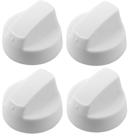 Spares2go Universal White Control Knobs for All Makes and Models of Oven Cooker & Hob (Pack of 4 + Adaptors)