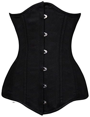 Charmian Women's 26 Steel Boned Cotton Long Torso Training Underbust Corset Black X-Large