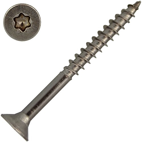 200 Stück Spanplattenschrauben 5 X 120/60 TORX T-25 (Teilgewinde), Senkkopf u. Innensechsrund, Edelstahl A2