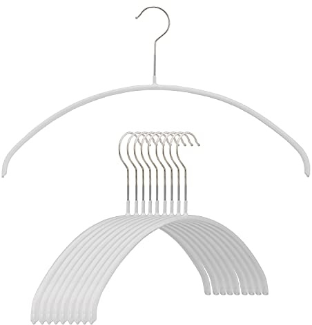 MAWA Euro Series Non-Slip Space Saving Clothes Hanger, Set of 10, White Style 40/P, (14138)