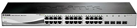 D-Link DGS-1210-28 Managed Gigabit Smart Switch (28 Ports, davon 24x 10/100/1000 Mbit/s und 4x 1000 Mbit/s SFP-Slots, lüfterlos)