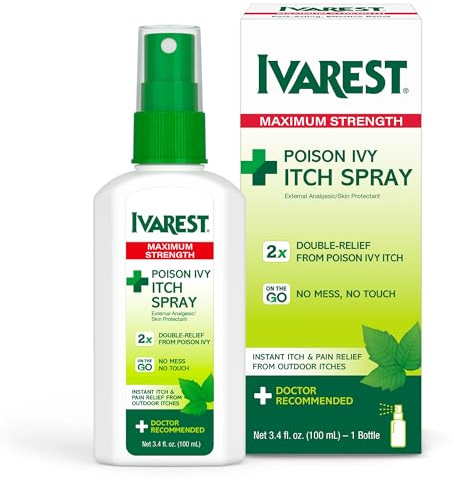 Ivarest Poison Ivy Itch Spray, Maximum Strength Poison Ivy Relief, Treatment, Poison Oak, Poison Sumac, Insect Bite Itch Relief, Fast Itch Relief, 3.4 Fl Oz