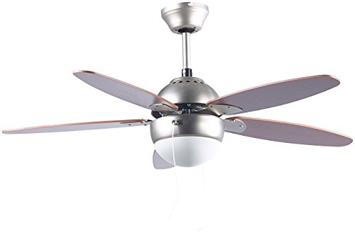 Sichler Haushaltsgeräte Deckenlüfter: Deckenventilator VT-597 mit Holzflügeln und Beleuchtung, Ø 92 cm (Deckenleuchte mit Ventilator, Deckenventilatoren mit Lampe, Kühl)