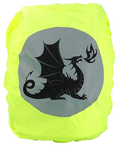 EANAGO Premium Regenschutz >DRACHE< für Schulranzen und Rucksack - mit großem Sicherheitsreflektor - 100% wasserdicht - universell passend - Regenschutz/Regenüberzug/Regenhülle
