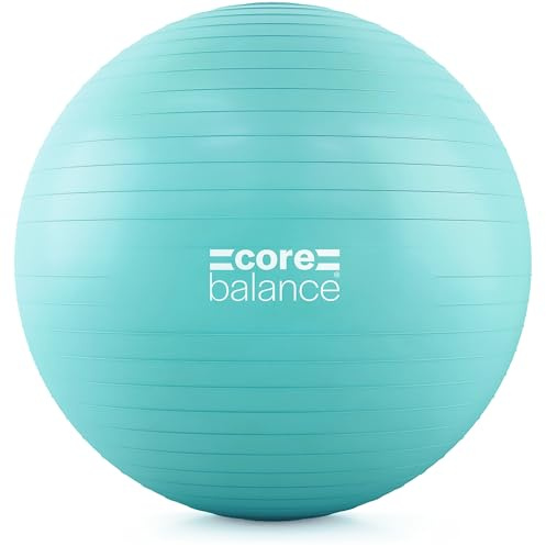 Core Balance Exercise Ball for Workouts, Anti-Burst and Slip Resistant, Swiss Yoga Ball for Pregnancy, Stability, Fitness and Physical Therapy, 4 Sizes, with Pump (33 / 85cm Teal)