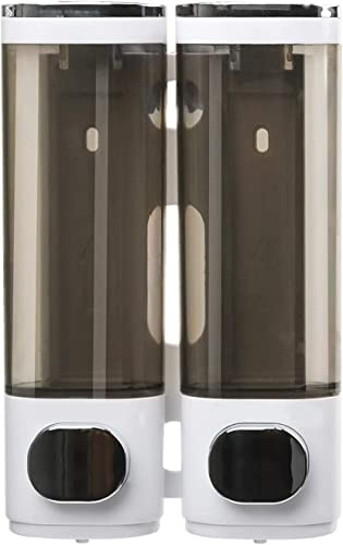 Wall Mounted Soap Dispenser Bathroom 2 Chambers, Shower 600ml Body Wash Soap Dispenser Set, Shampoo and Conditioner Dispenser Hand Pump for Toilet Bathroom Hotel Kitchen White