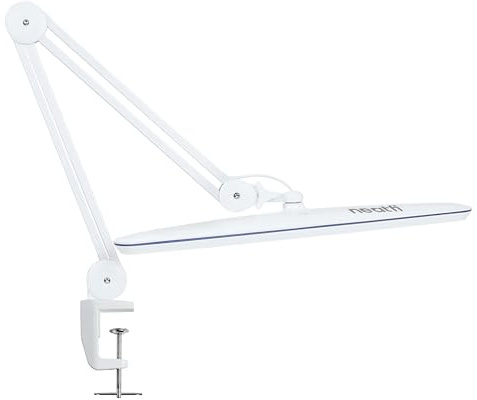 Neatfi XL 2,200 Lumen LED-Arbeitsplatzleuchte | 58 CM | ultrabreite Lampe | dimmbar (Weiß, Nicht-CCT mit Klemme)