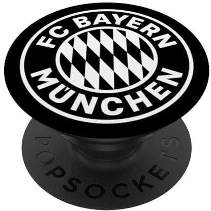 FC Bayern München Logo schwarz PopSockets PopGrip: Ausziehbarer Sockel und Griff für Handys/Tablets mit Tauschbarem Top