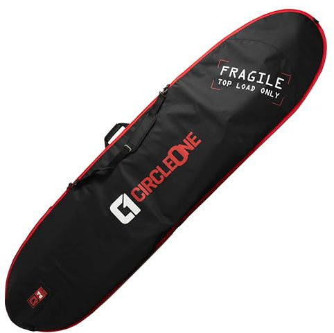 Circle One Surfbrett-Tasche, 2,1 m lang, dick gepolsterte, strapazierfähige Schaumstoffpolsterung, Griff und Schultergurt, Rot