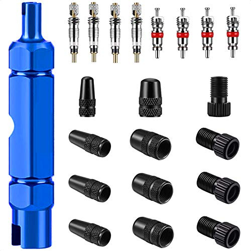 VANICE Valve Core Remover Tool Kit with Presta and Schrader Valve Core, Cap, Adapter, Tire Repair Tool for Bicycle, Cars, SUV, Bike, Motorcycles Tyre