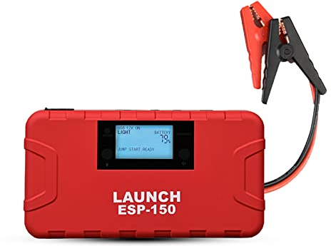Starthilfe PowerBank LAUNCH Europe ESP-150 Auto Starthilfegerät Tragbare Auto Batterie Booster mit LED-Glühbirne und Starthilfekabel 500A 15.000mAh, Rot
