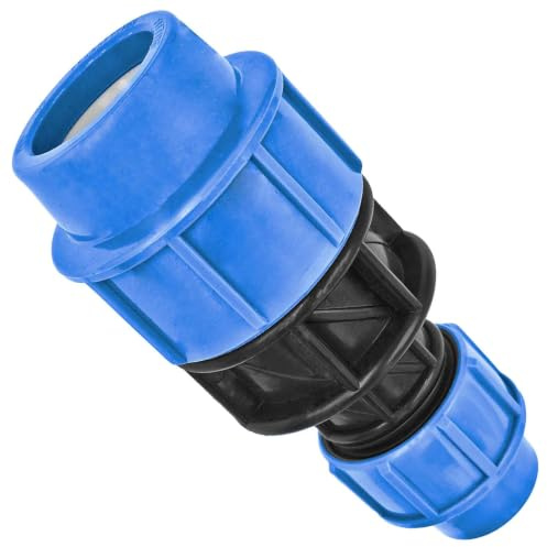 MegaHaustechnik Reduzierung Kupplung, 32 x 25mm, PP-Fitting Klemmverbinder | Trinkwasser geeignet, Druck 16 Bar, für PE-Rohr-Außendurchmesser 32mm, auf 25mm reduziert, Muffe Reduktion, blau