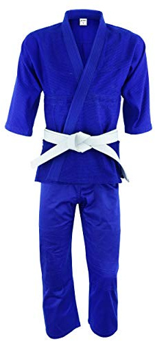 ULTIMATE FIGHT GEAR UFG Judo Single Weave Kids Adults Unisex Karate Gi Uniform - (Belt Included) (Blue, 2)