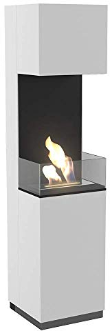 kratki Biokamin Sierra TÜV | Ethanolkamin 1700 mm x 405 mm | 0,5 L Behälter | Standkamin mit Verglasung | Weiß | freistehender Deko-Standkamin, Standard