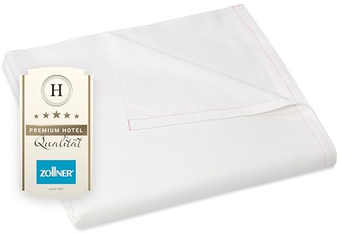 ZOLLNER sänglakan eller täcke för sommaren – bomullsblandning – 320 x 330 cm i vitt – utan elastiskt band – hotellkvalitet
