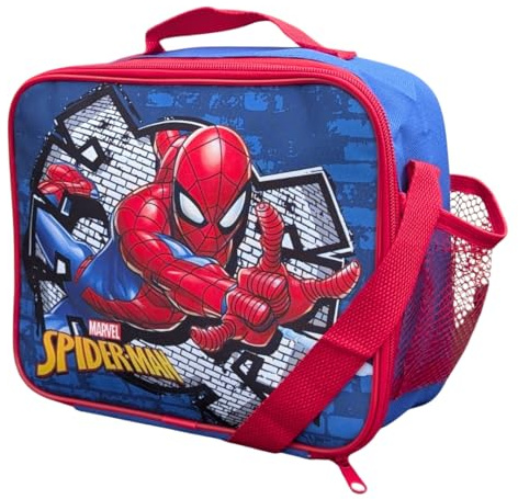 Spiderman Kids Character Lunch Bag - Insulated Polyester Lunch Tote with Adjustable Strap - Perfect for School, Nursery, and Travel - 3 Litre Capacity