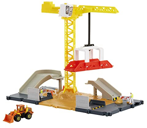 Matchbox HDL33 - Baustellen Spielset, beweglicher Kran, durch Fahrzeuge aktivierte Funktionen, enthält 1 Matchbox Spielzeug-Bulldozer, Spielzeug für Kinder ab 3 Jahren