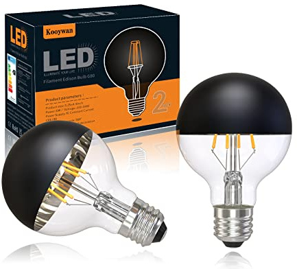 KOOYWAN 6W G80 E27 LED Kopfspiegel Lampe Schwarz Dimmbar 2700K 2 Stück