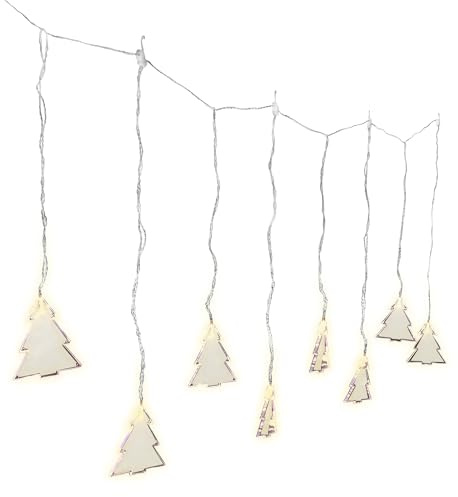 Raburg LED-Lichterkette/Vorhang Tannenbaum, 8 LEDs, Timer, Warmweiß, 110 cm | 8 LEDs, 110 m Länge, Timer-Funktion, batteriebetrieben, warmweißes Licht