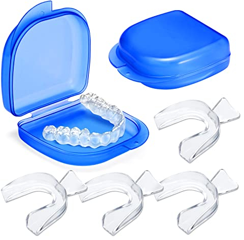 4Pcs Aufbissschiene, Knirscherschiene, 2 Pairs Beißschiene mit Aufbewahrungsbox, Anti-Schnarchen, Anti-Zähneknirschen, Kann für Nacht und kräftige Übung Mundschutz, Wirtschaftlich und praktisch